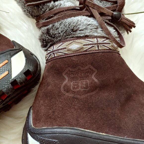 Brown Real Fur Suede Side Zipper Winter Boots (38 EU) - Picture 13 of 16